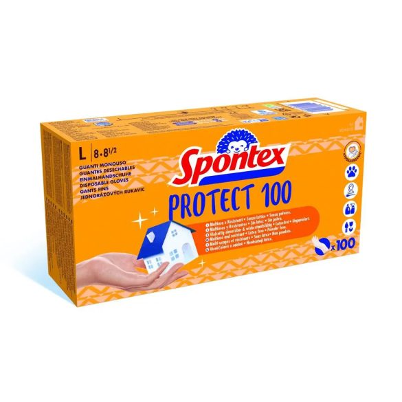 Spontex Protect eldobható latex kesztyű L 100db
