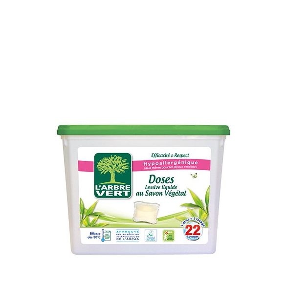 L'Arbre Vert Folyékony mosószerkapszula növényi szappannal 22db