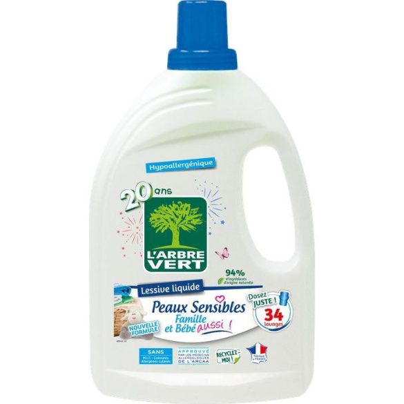 L'Arbre Vert folyékony öko mosószer Érzékeny bőrre 1,53L