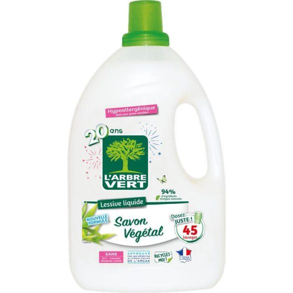 L'Arbre Vert folyékony öko mosószer növényi szappannal 2,025L - 45 mosás