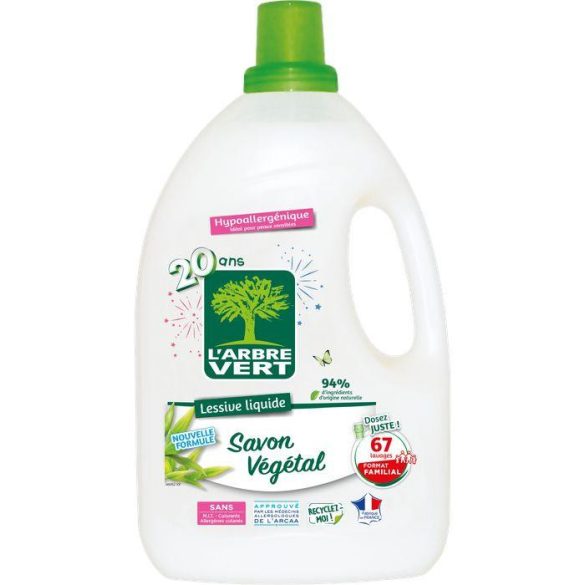 L'Arbre Vert folyékony öko mosószer növényi szappannal 3,015L - 67 mosás