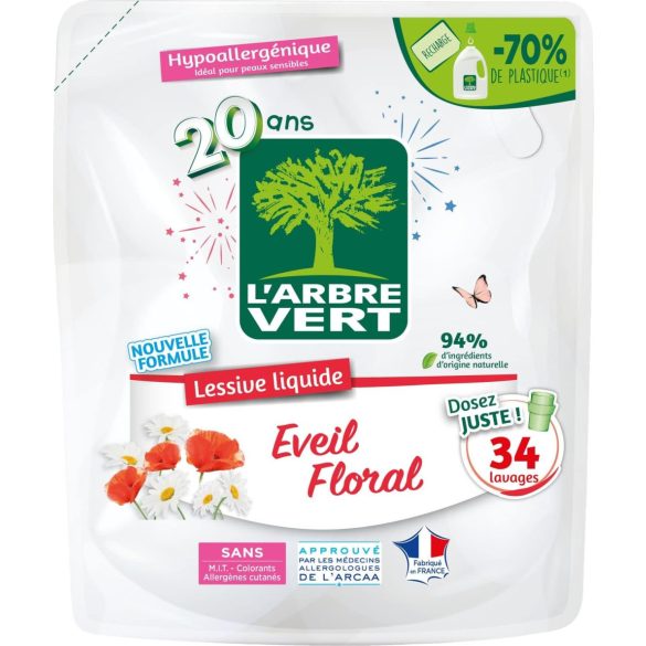 L'Arbre Vert folyékony öko mosószer utántöltő Virágos természet 1,53L