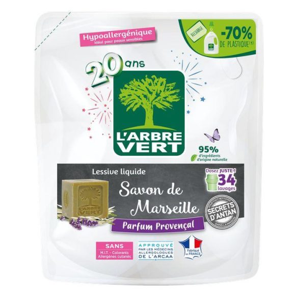 L'Arbre Vert folyékony öko mosószer utántöltő Marseille szappan 1,53L - 34 mosás