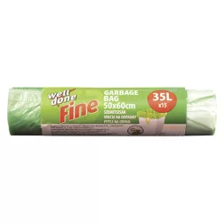 Well Done Fine zsinóros szemeteszsák zöld 35L 15db