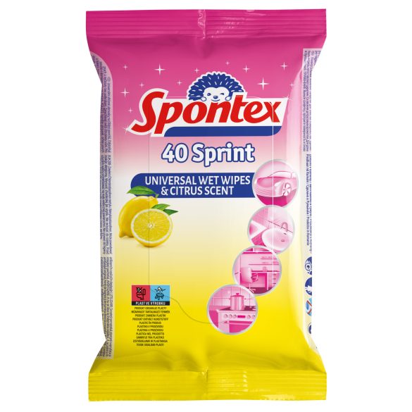 Spontex Sprint Citrus nedves törlőkendő 40db